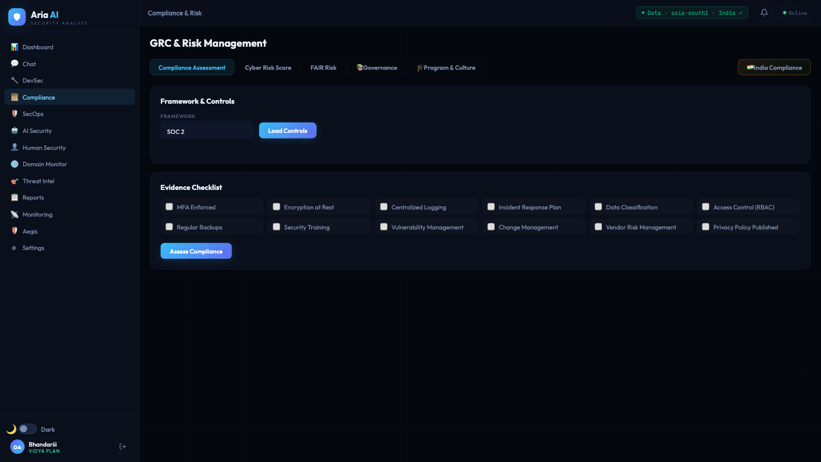 Compliance & Risk — GRC framework